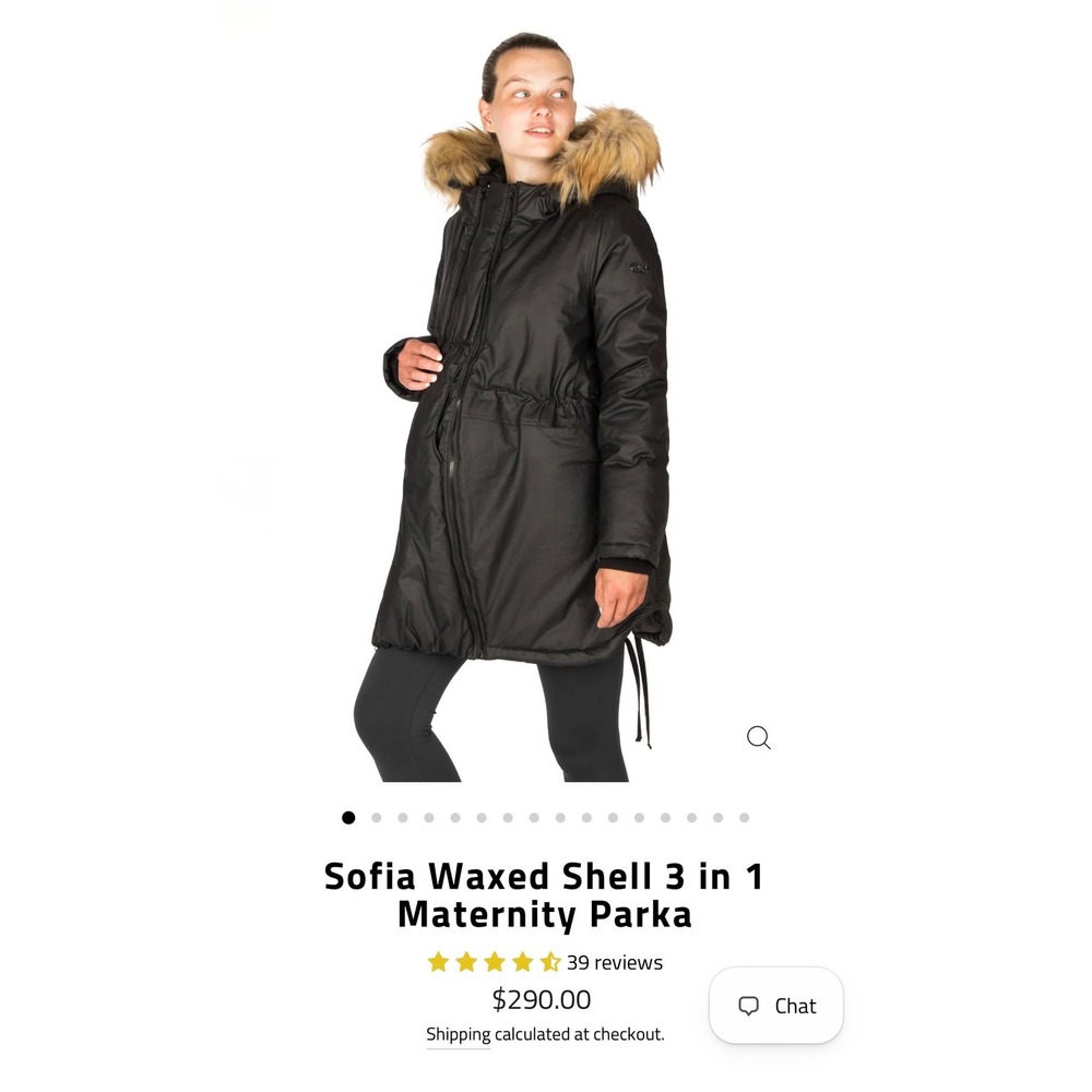 Modern Eternity Sofia 3-in-1 Maternity Parka Women XL Black ‎ Faux Fur Hood